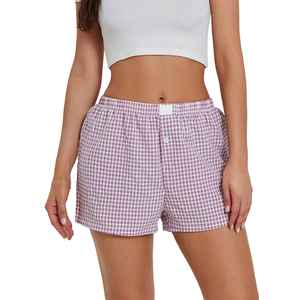 2025 été mode coton Plaid Shorts lâche décontracté taille élastique pantalon motif chaud - Product Image 2