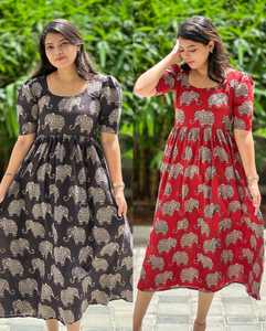 Agregue encanto a su estilo diario Este adorable elefante impreso Maxi vestido moderno de secado rápido disponible Rich Black Red Shades Party - Product Image 5