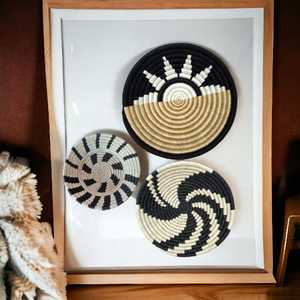 Haute qualité en osier mur Art plateau en bois bambou suspendu panier salon Unique décor à la maison tissé herbe Sabai Plats meilleur prix - Product Image 3