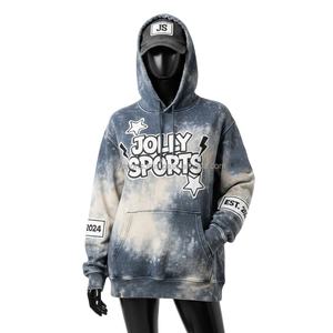 Sweat à capuche pour femme Sun Fade Premium en molleton de coton 320 GSM, bleu vintage beige, manches à panneaux, logo imprimé sur écran personnalisé, sweats lavés - Product Image 1