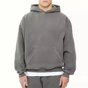 Sudadera con Capucha Extra Grande para Hombre, 100% Algodón, Diseño Lavado al Ácido, Estilo Urbano, para Impresión Personalizada - Product Image 4