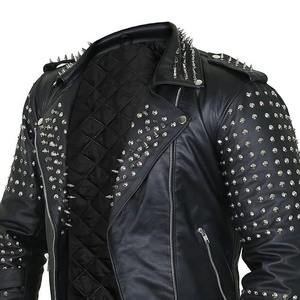 <b>Men</b> PU Leather Motorcycle <b>Jacket</b> <b>Fur</b> Trim Front Logo Customizable High Street Style Zipper Closure Wholesale - Product Image 4