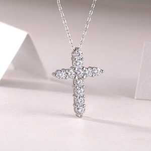 Wholesale Custom Diamond Cross <b>Necklace</b> 925 Sterling <b>Silver</b> Rhodium Plated Hiphop Style Brilliant Cut 3g <b>Pendant</b> Jewelry for <b>Men</b> - Product Image 2