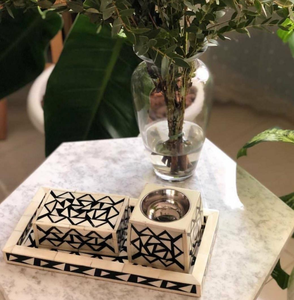 Ensemble de brûleur à bakhoor et boîte de rangement en os incrusté fait à la main avec un design d'incrustation décoratif pour la maison - Product Image 3