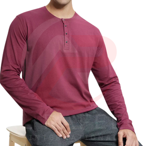 Camisa de algodón de manga larga para hombre con estampado personalizado al por mayor de secado rápido y transpirable con diseño de patrón sólido - Product Image 5