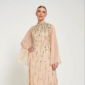 ชุดราตรีทรงเอไลน์ยาวกรอมพื้นสำหรับผู้หญิง ดีไซน์หรูหรา สไตล์ลำลอง ประดับเลื่อม ปักลายมุก แขนยาว พร้อมบราในตัว - Product Image 1