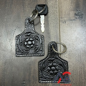 Llaveros de Cuero Vacuno Repujado Hechos a Mano, Novedad 2025, Venta al Por Mayor, Llaveros Personalizados de Moda para Regalos y Promoción - Product Image 1