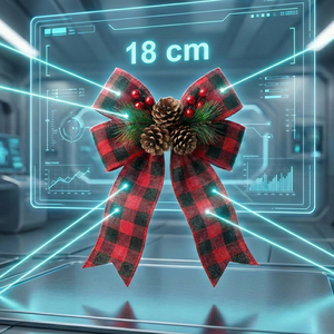 ริบบิ้นคริสต์มาส แพ็ค 3 ชิ้น ช่อดอกไม้ขนาดเล็กประดับโบว์สีคาราเมลและผลไม้สีแดง - Product Image 2