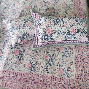 Colcha de tamaño doble hecha a mano, algodón estampado a mano, tamaño de 90*108 pulgadas - Product Image 1