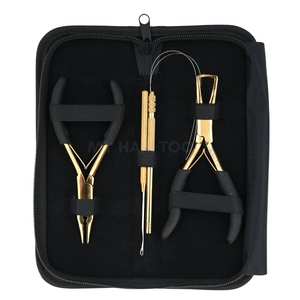 Kit d'extension de cheveux en micro-perles en acier inoxydable avec pince à sertir antidérapante, outil de retrait, boucle de traction et crochet pour l'application - Product Image 6