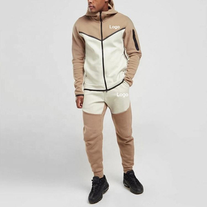 New Winter Men's High Quality <b>Polyester</b> <b>Tracksuit</b> Set Custom Embroidered Logo Solid Hoodie with Zipper Fleece Breathable - Product Image 6
