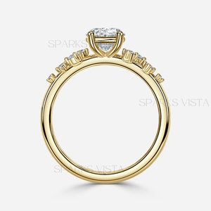 Tùy chỉnh hình bầu dục rực rỡ cắt kim cương Nhẫn | thanh lịch 925 Sterling Sliver Nhẫn đính hôn | món quà kỷ niệm cho cô ấy - Product Image 6