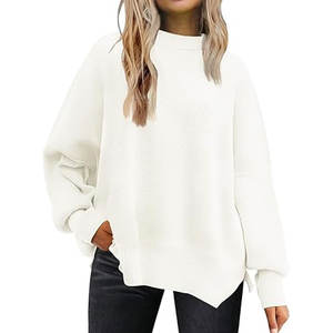 Pull en tricot à col rond surdimensionné tendance vintage pour femmes tendance de l'hiver avec logo sur le devant - Product Image 4