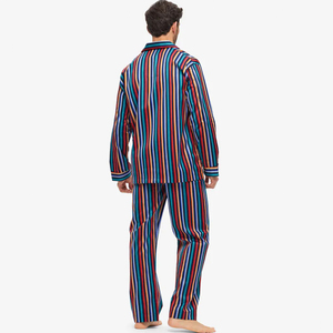 Pyjama d'été chaud 100 % soie satinée de luxe pour homme, ensemble 2 pièces à manches longues, vêtements de nuit thermiques respirants de haute qualité personnalisables - Product Image 2