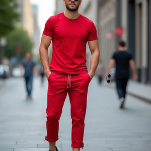 Camiseta y pantalón de poliéster y algodón 100%, chándal para hombre, camiseta para correr de verano, chándal para hombre - Product Image 1