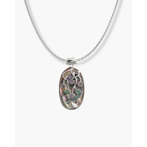 Pendentif Coquillage Ovale - Plaqué Rhodium et Or, Options de Pierres Naturelles (Agate, Améthyste, Onyx) - Product Image 3