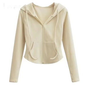 เสื้อวอร์มผู้หญิงมีฮู้ดแขนสั้นสีพื้นสวมใส่สบาย, เสื้อวอร์มใส่ได้หลายโอกาสใส่ได้ในฤดูร้อน - Product Image 5