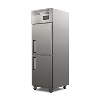 Congelador Vertical Comercial de Acero Inoxidable de Doble Puerta para Cocina de Restaurante, Gabinete de Almacenamiento de Alimentos Congelados