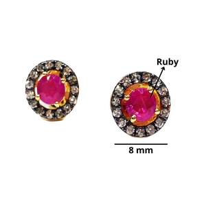 Party Wear 14K Gold Ruby Gemstones Charme abordable Mariage classique Les femmes portent des boucles d'oreilles en diamant - Product Image 2