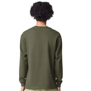 T-shirt à manches longues pour homme, couleur unie, avec poche poitrine, en coton, décontracté, coupe ample, style streetwear - Product Image 2