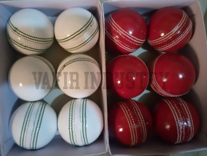 Ballon de cricket en cuir véritable cousu à la main Vafir VI-C0551 jaune rouge international - Product Image 3