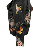 Veste de moto matelassée pour femmes sur mesure respirante et coupe-vent avec cuir embelli solide noir taille 5XL