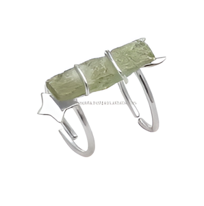 แหวนเงินสองด้านประดับ925อัญมณีผิวหยาบแบบอะพาไทต์ธรรมชาติทันสมัยทันสมัยการตั้งค่าตัวเรือนชุบเงินแบบคลาสสิกสำหรับงานแต่งงาน - Product Image 3