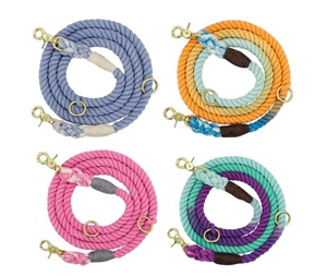 สายจูงสุนัขแบบกลมเชือกจูงสุนัขทำจากผ้าฝ้ายเชือกจูงสัตว์เลี้ยงสีสันสดใสสายจูงยาวสายรัดสำหรับสุนัขเดินกลางแจ้ง - Product Image 1
