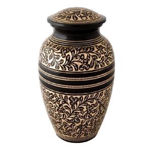 Urnas de cremación para adultos de latón de cúpula superior de alta calidad con grabado completo, urnas funerarias de Metal con acabado dorado y negro para cenizas humanas - Product Image 4