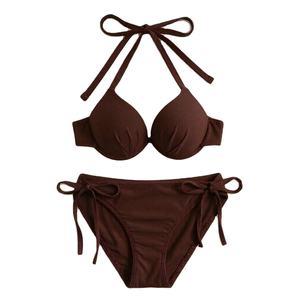 Traje de Baño de Dos Piezas Personalizado para Mujer 2026, Bikini Triangular con Bolsillo, Tela Spandex - Product Image 1