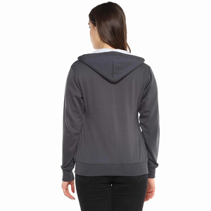 Sweat-shirt à capuche gris foncé pour femme, coupe classique, avec cordon de serrage et poches avant - Product Image 3