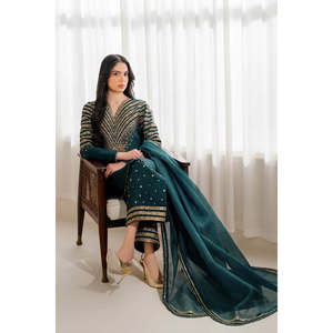 Jazmin - Ropa Formal de Lujo con Bordado de Satén UR-7056-TC-1433, Ropa Formal de Seda Cruda - Product Image 5