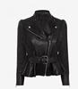 Ladies Leather Biker Jacket Black - Product Image 2
