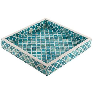 PLATEAU D'INCRÉATION EN OS CARRÉ AVEC Motifs DESGIN Incrustation D'os Plateau De Service Décor De Table Fête De Noël - Product Image 4