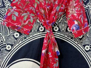 Robe Kimono en coton grande taille pour femmes imprimé oiseau robe de chambre à manches trois-quarts Sexy plage couverture pour printemps été automne - Product Image 6