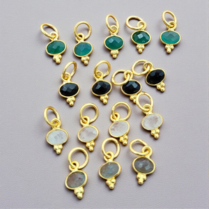6x4mm ovale Briolette coupe 925 argent Sterling lunette ensemble or et plaqué rhodium Labradorite breloques en gros - Product Image 5
