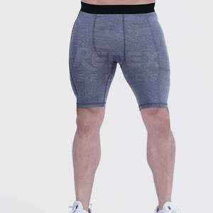 Shorts de compression de sport pour hommes de haute qualité, 100 % coton, taille élastique, motif uni, séchage rapide, tricoté - Product Image 1