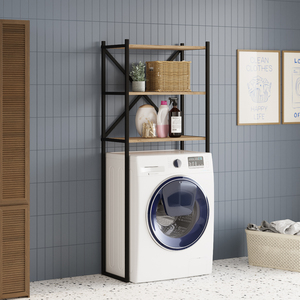 Venta al por mayor de alta calidad de madera Braga baño estante sobre lavadora estante robusto estilo europeo muebles para baño - Product Image 2