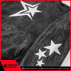 Sweat à capuche pour homme en coton polaire de couleur noire solide fabriqué en usine Offre Spéciale de vente en gros Sweat à capuche surdimensionné délavé à l'acide avec capuche - Product Image 5