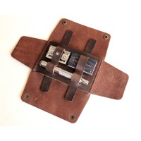 Étui de protection de rasoir en cuir à Grain riche fabriqué en usine, pochette de sécurité à Double bord pour rasoir