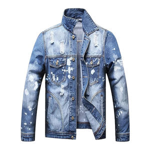 Chaqueta de mezclilla para hombre para otoño Chaqueta de mezclilla ajustada Logotipo personalizado Diseño elegante - Product Image 1