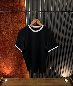 T-shirt décontracté respirant à manches courtes et col rond pour homme, grande taille, en coton uni 300 grammes, anti-boulochage, satiné, anti-plis - Product Image 2