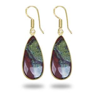 Boucles d'oreilles en jaspe sang de dragon naturel en gros, plaquées or 18 carats, pierres précieuses pour bijoux, disponibles en vrac, nouvelle arrivée - Product Image 3