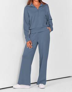 Quantité minimale de commande bas grande taille style baggy survêtement pour femmes décontracté survêtement costume à manches longues léger Polyester deux pièces ensemble survêtement - Product Image 1