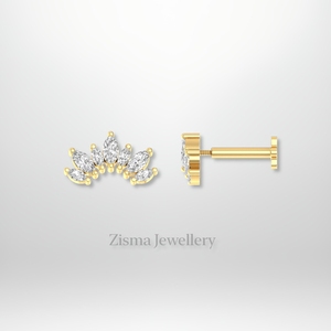 Wholesale Marquise Diamond Stud Earrings Lab Grown Diamond <b>Jewelry</b> <b>Daith</b> Cartilage and Helix <b>Piercing</b> Certified Low MOQ Supplier - Product Image 2