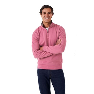 Chaqueta con media cremallera de Color rosa en blanco de alta tendencia 2025 para hombre, Jersey personalizado, chaquetas de tela de poliéster y algodón de peso pesado para hombre - Product Image 2