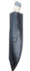 Cuchillo de espiga completa de acero de Damasco hecho a mano, doble refuerzo, grado DIY, personalizable, funda de mango de hueso OEM para caza al aire libre - Product Image 6