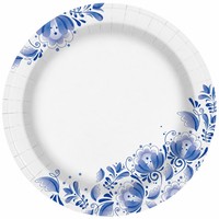 Assiettes en papier bleues à fleurs, jetables, rondes, pour fêtes, dîners, 7 pouces, 48 pièces, vaisselle pour célébrations d'anniversaire