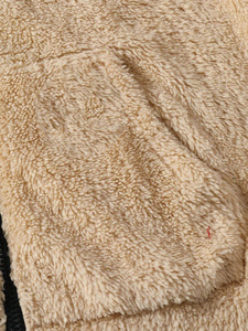 Kustom Hoodie Teddy ritsleting tali serut saku kanguru tambalan huruf blok warna untuk pria - Product Image 5