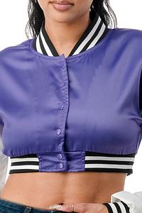 Vente en gros 2025 Veste de baseball en polyester de haute qualité pour femmes Saison d'hiver Mode personnalisée Broderie en satin OEM personnalisée - Product Image 4